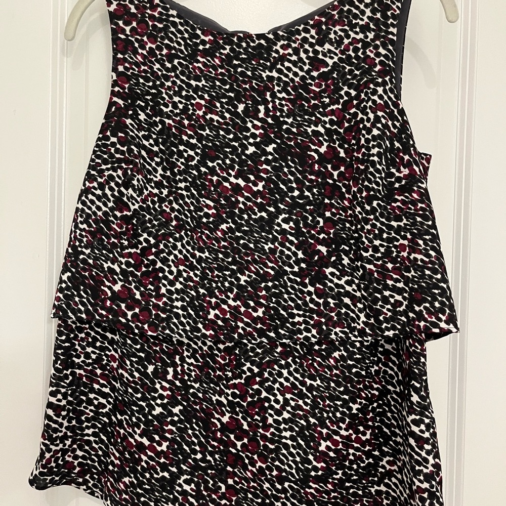 Ann Taylor Black and Red Patterned Tank Top